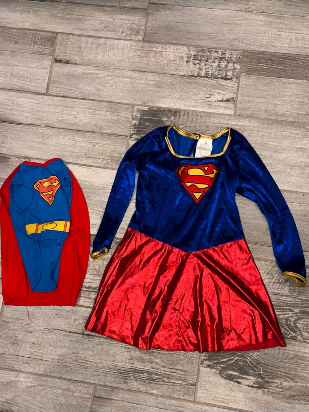 Girls' Supergirl Costume Dress in Blue & Red small matching dog costume